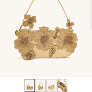 Jw pei Floral Embellished gold Handbag, beaded